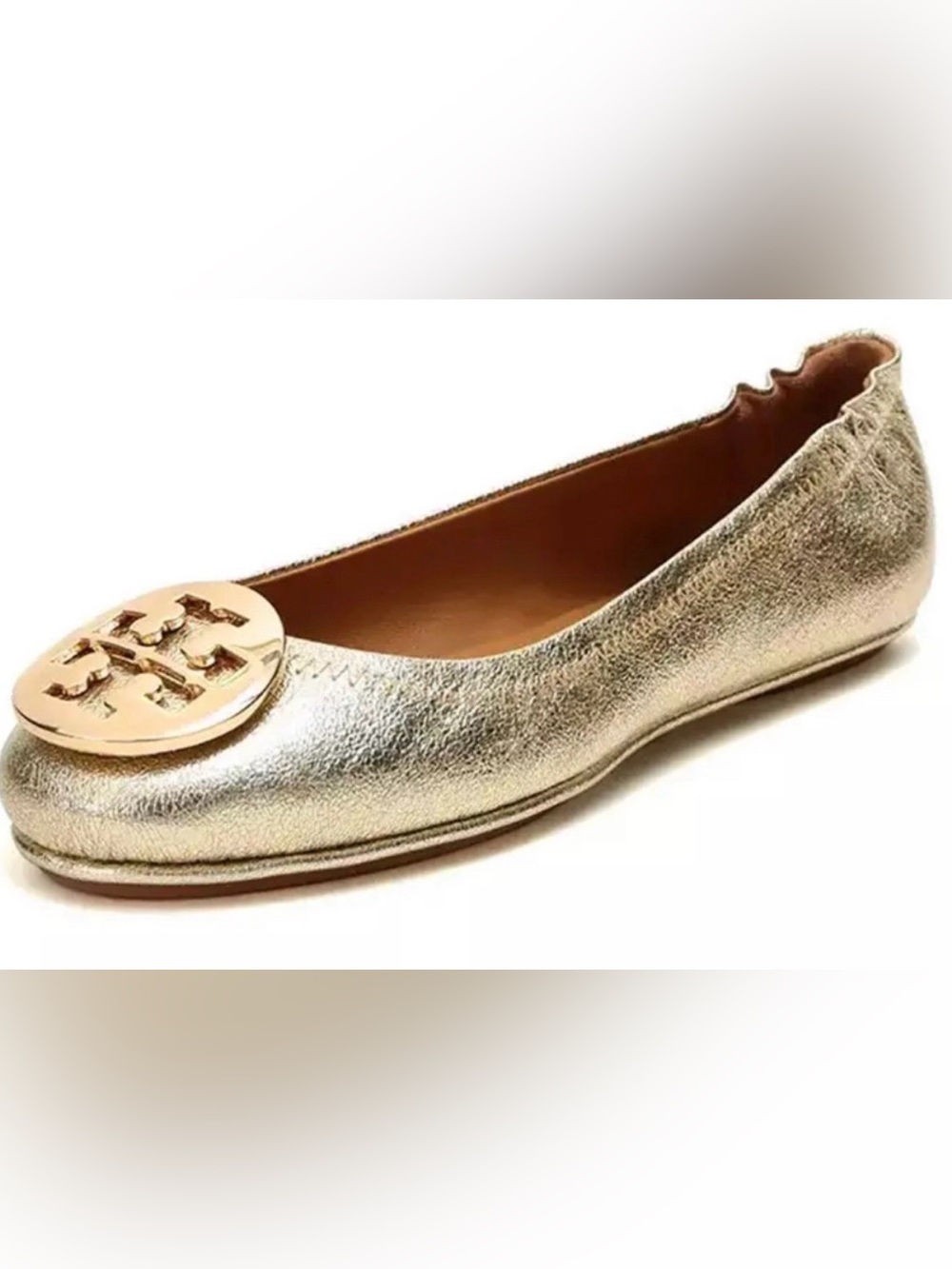 Tory Burch Metallic Gold Logo Ballet Flat - 9.5 - Reva